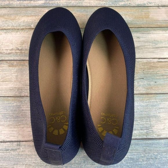 C&C California Ballet Flats Shoes Size 10M Blue Fly Knit Slip On Round Toe - Picture 4 of 10